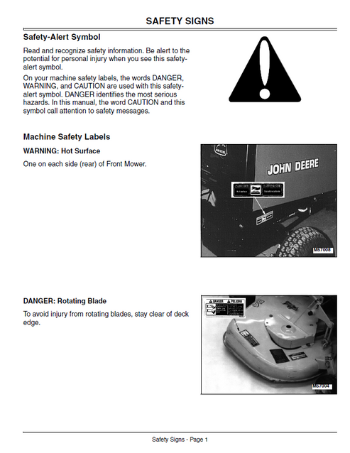 John Deere F725 Front Mower Service Manual OMM134807 PDF