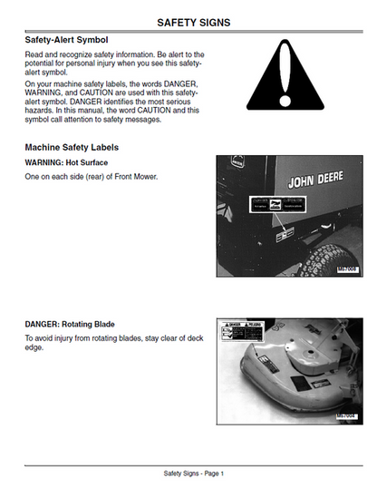 John Deere F725 Front Mower Service Manual OMM134807 PDF