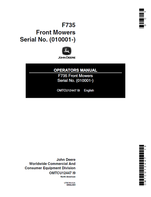 John Deere F735 Front Mower Operator Manual OMTCU12447 PDF