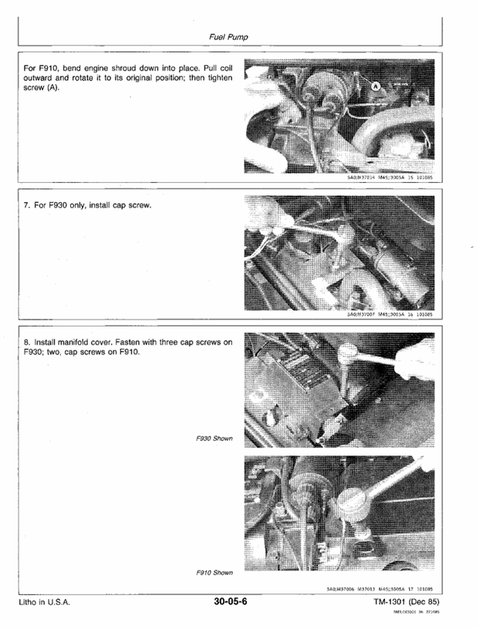John Deere F910 F930 Front Mower Repair & Maintenance Manual