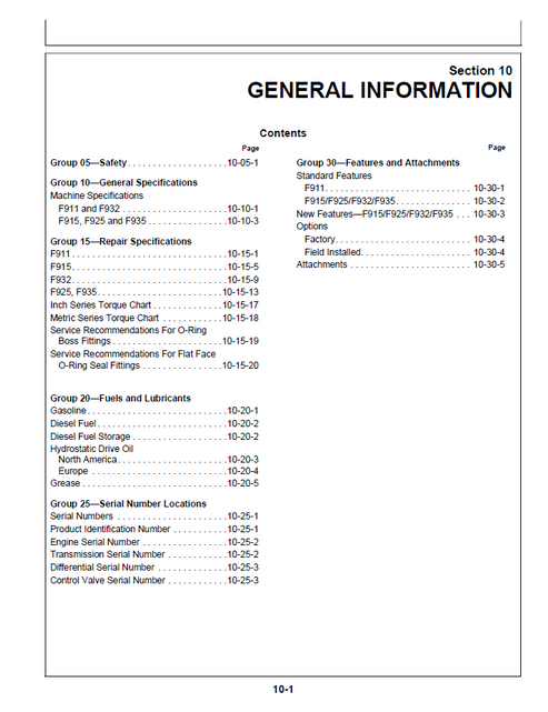 John Deere F911-F935 Front Mower Repair & Maintenance Manual TM1487