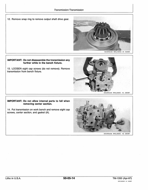 John Deere F912 F915 F935 Front Mower Service & Repair Manual TM1350