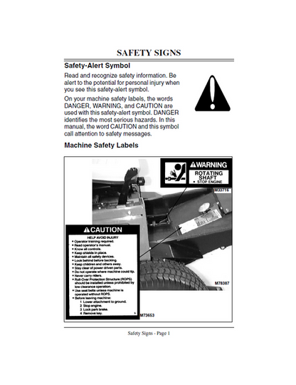 John Deere F925 F935 Front Mower Operating & Maintenance Manual
