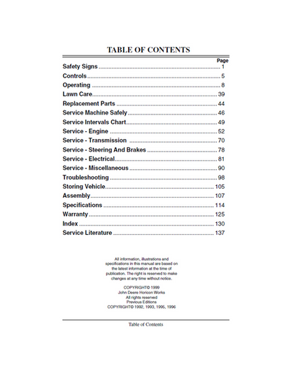 John Deere F925 F935 Front Mower Operator Guide OMM124509
