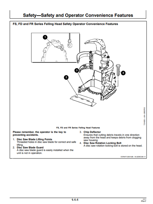 John Deere FD22B FS22B FR22B FR24B Felling Head Operating Manual PDF