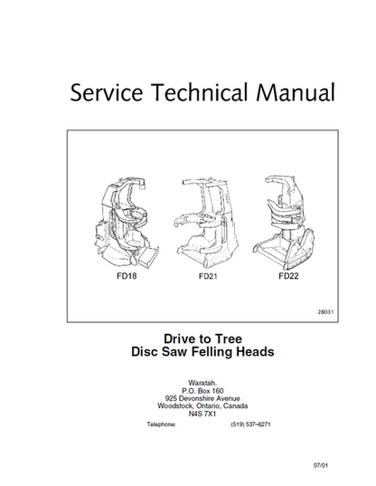 John Deere FD Series Disc Saw Head Technical Repair Manual TMF381707