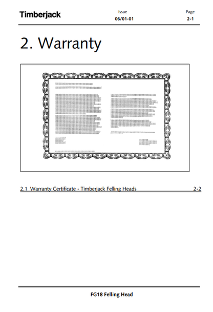 John Deere FG18 Disc Saw Felling Head Operating Manual PDF