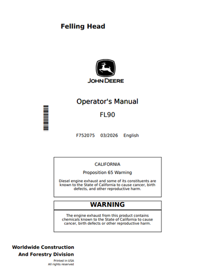 John Deere FL90 Operator Manual F752075