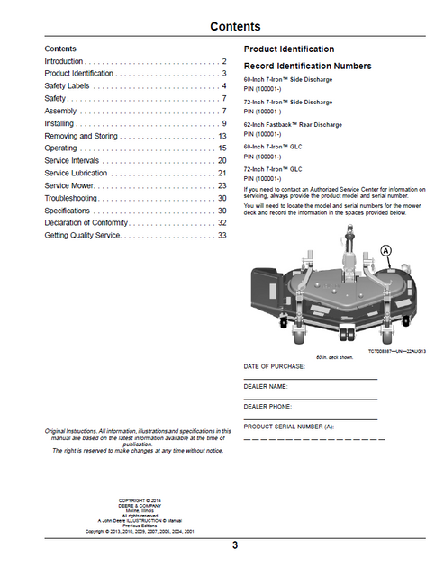 John Deere Front Mount Mower Deck Manual OMTCU33446