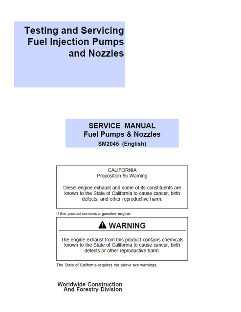 John Deere Fuel Pump & Nozzle Service Manual SM2045