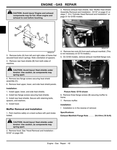 John Deere G100 G110 Garden Tractor Service Repair Manual