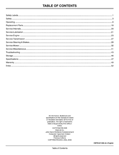 John Deere G15 Mower Operator & Safety Guide OMTCU21436 PDF