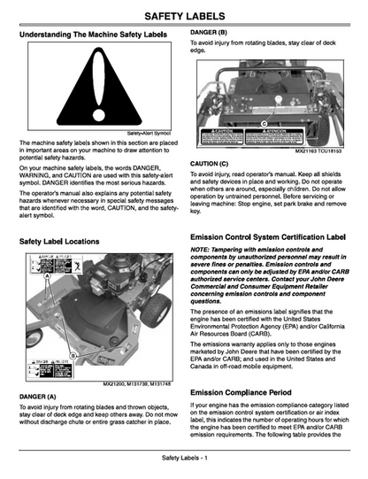John Deere G15 Walk-Behind Mower Operating & Service Manual