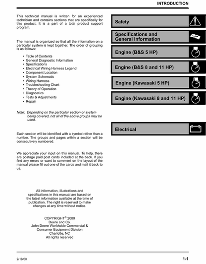 John Deere G2500K G4400K G5500K G5500KE Generator Manual TM1791