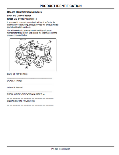John Deere GT225 GT235 Garden Tractor Operator Manual OMM142611