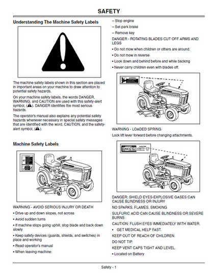 John Deere GT225 GT235 Lawn Tractor Service And Operator Manual PDF