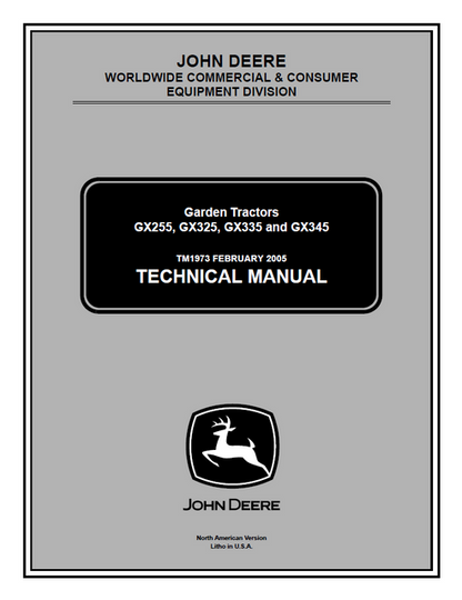 John Deere GX255 GX325 GX335 GX345 Garden Tractor Manual TM1973