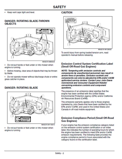 John Deere GX325 GX335 GX345 Lawn & Garden Tractor Operator Manual