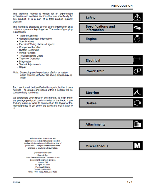 John Deere GX70 GX95 SRX75 SRX95 Technical Service Manual PDF