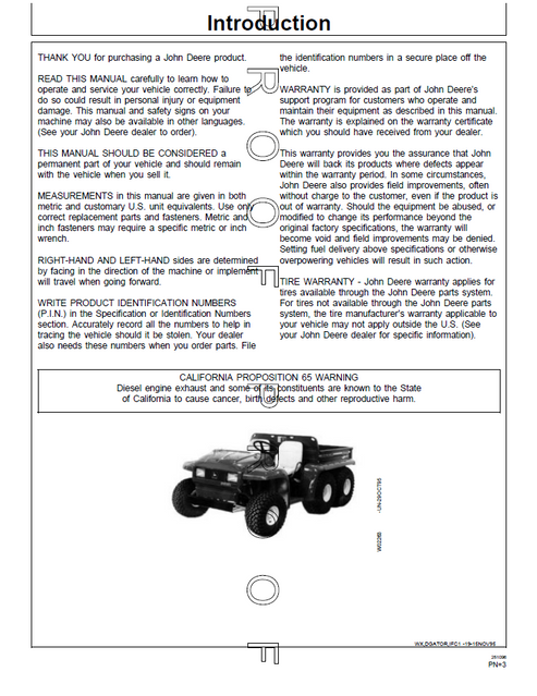 John Deere Gator 6x4 Diesel Utility Vehicle Manual PDF OMM128787