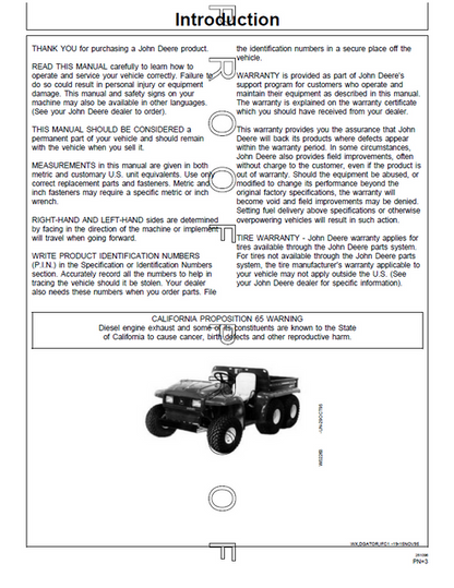John Deere Gator 6x4 Diesel Utility Vehicle Manual PDF OMM128787