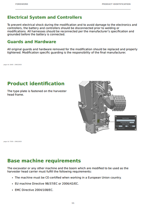 John Deere H216 Harvester Head Operation Manual 
