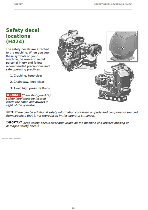 John Deere H424 Harvester Head Instruction Manual F720081
