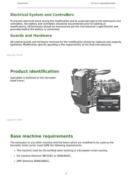 John Deere H425, H427 Harvester Head Instruction Manual F722912