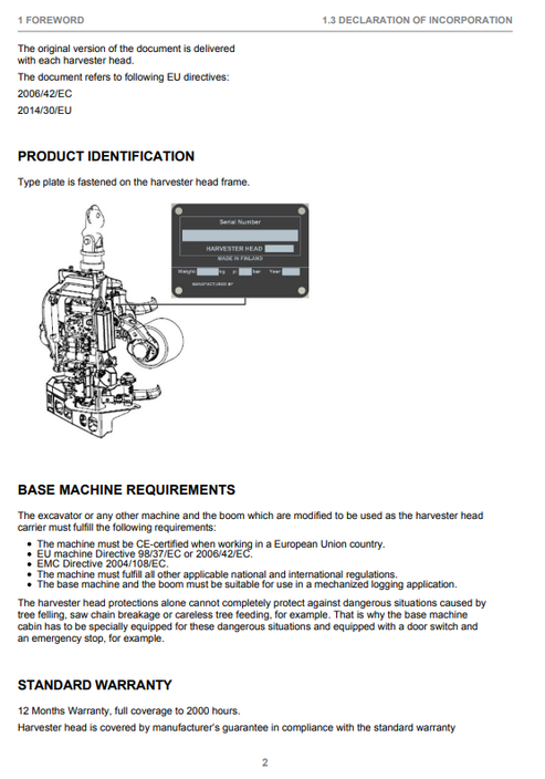 John Deere H752 Harvester Head Operator Manual F670736
