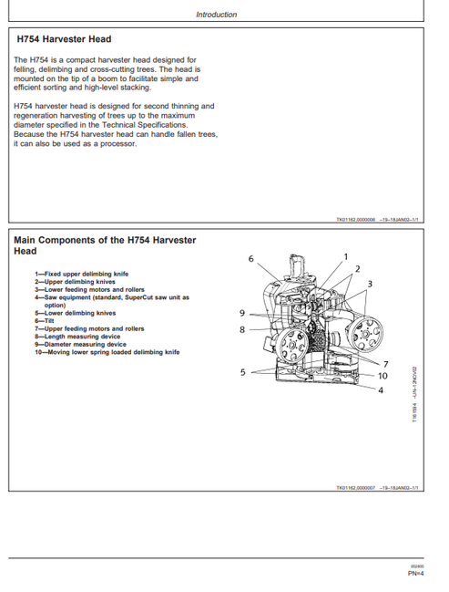 John Deere H754 Harvester Head Operation & Maintenance Manual PDF OMF069700