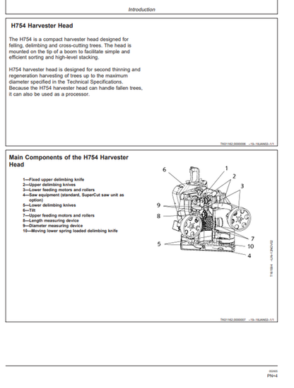 John Deere H754 Harvester Head Operation & Maintenance Manual PDF OMF069700