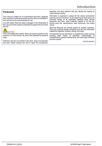 John Deere HPX815E Gator Service & Repair Technical Manual PDF