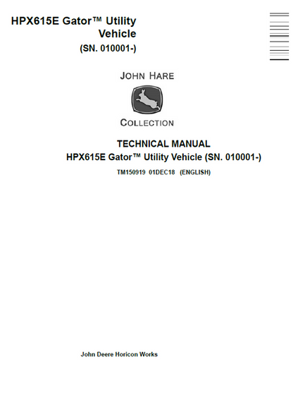 John Deere HPX815E Gator Utility Vehicle Technical Manual TM151019