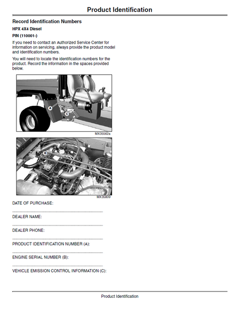 John Deere HPX Diesel Gator 4x4 Utility Vehicle Operator Manual OMM168324