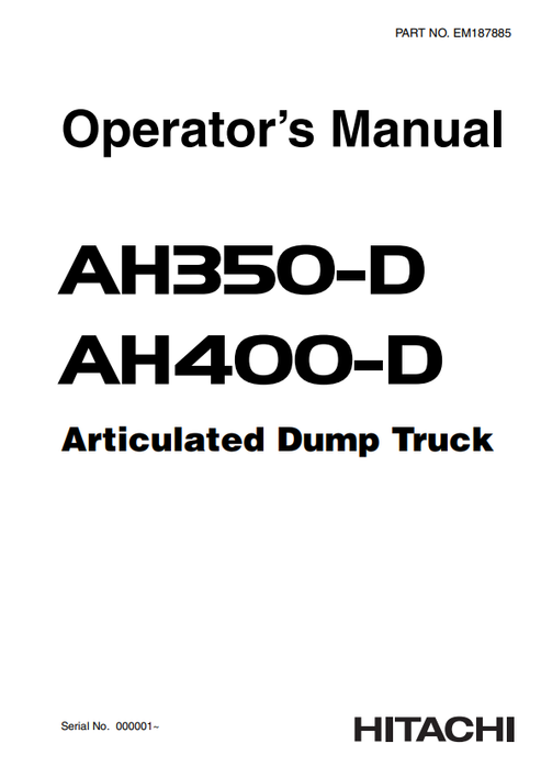 John Deere Hitachi AH350-D AH400-D Dump Truck Manual EM187885