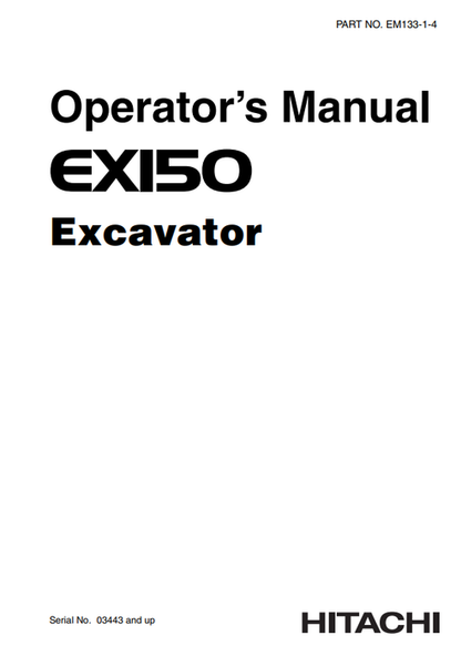 John Deere Hitachi EX150 Excavator Operator Manual EM13314