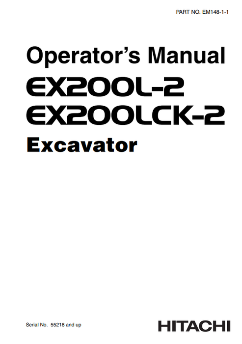 John Deere Hitachi EX200L-2 EX200LCK-2 Operator Manual EM14811