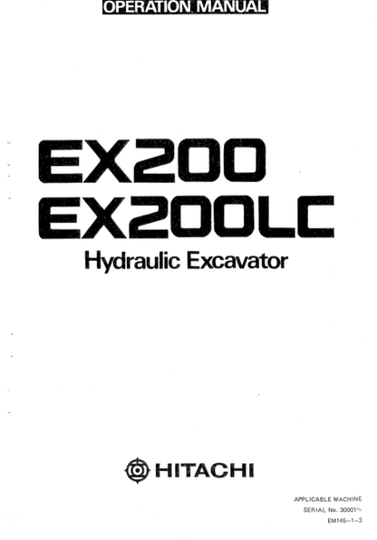 John Deere Hitachi EX200 EX200LC Excavator Operator Manual EM14513