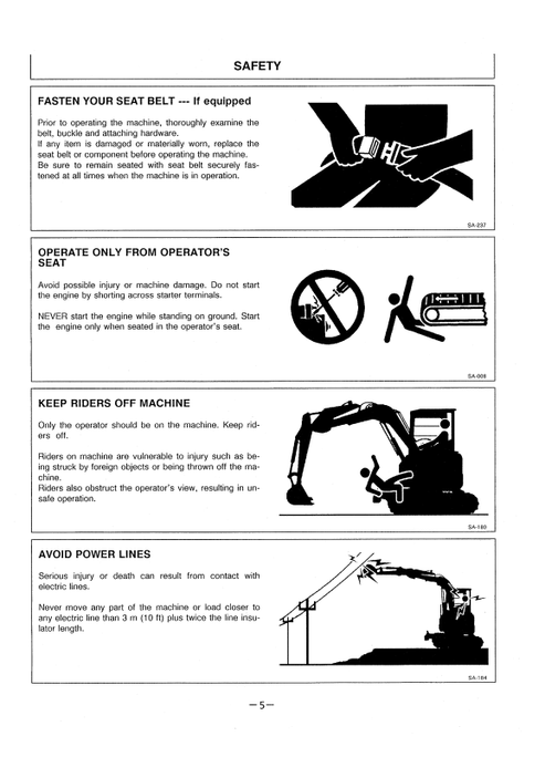 John Deere Hitachi EX20UR-2 to EX55UR Excavator Operator Manual
