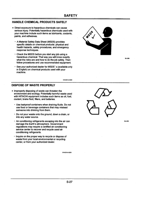 John Deere Hitachi EX270-5 Series Excavator Operator Manual PDF