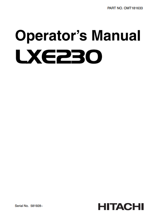 John Deere Hitachi LXE230 Loader Operator & Maintenance Manual OMT181633