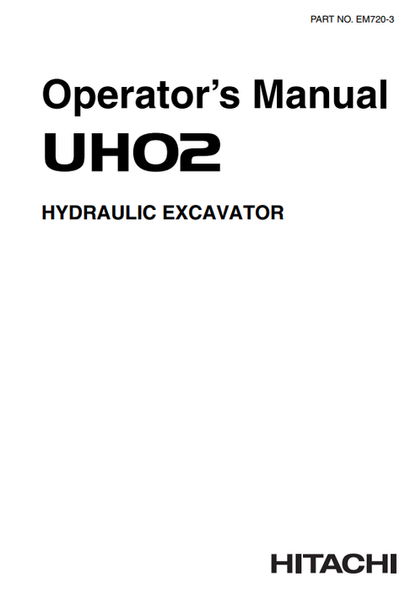 John Deere Hitachi UH02 Hydraulic Excavator Manual EM7203