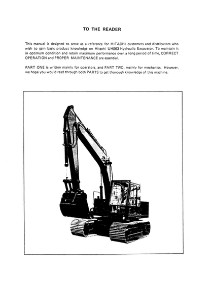 John Deere Hitachi UH063 Operator Manual PDF EM12944