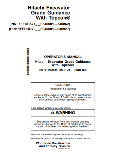 John Deere Hitachi ZAXIS210-6N Topcon Grade Guidance Manual PDF