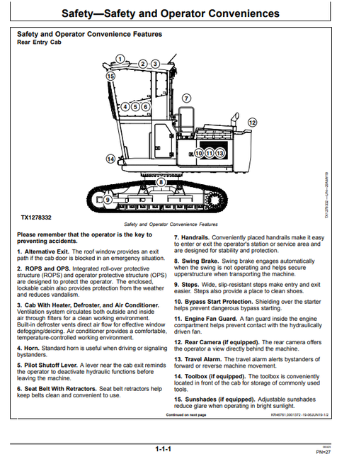 John Deere Hitachi ZAXIS 260F-FE-6N Excavator Operator Guide