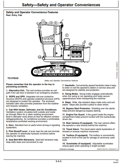 John Deere Hitachi ZAXIS 260F-FE-6N Excavator Operator Guide