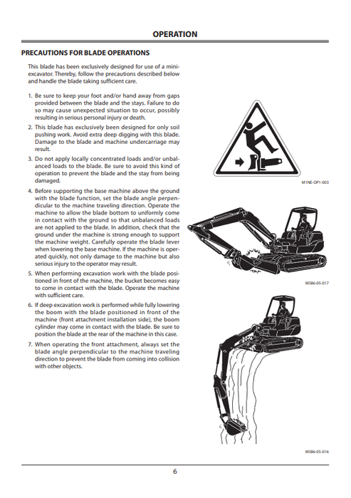 John Deere Hitachi ZAXIS Angle Blade Excavator Operating Manual