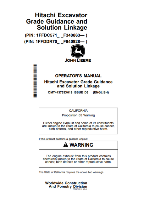 John Deere Hitachi Zaxis 210LC-6N & 350LC-6N Grade Guidance Manual