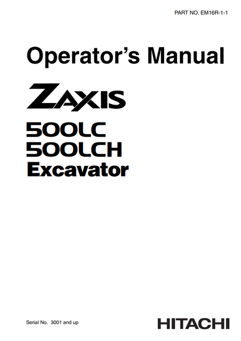 John Deere Hitachi Zaxis 500LC 500LCH Manual EM16R11 PDF