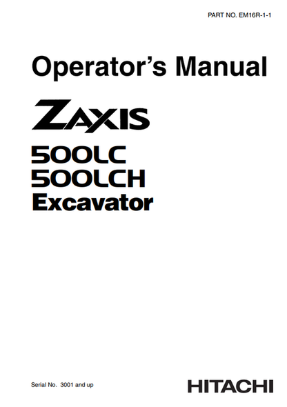 John Deere Hitachi Zaxis 500LC 500LCH Manual EM16R11 PDF